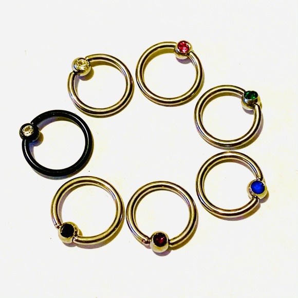 Captive Bead Ring Hoop 16g 8mm 5/16" Gem Ear Lip - Picture 3 of 11